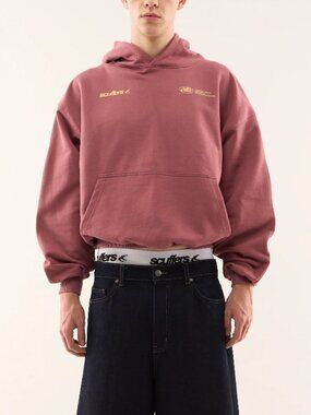 Scuffers Sign Cotton Oversized Boxy Hoodie In Burgundy - Size Small  (NWT)